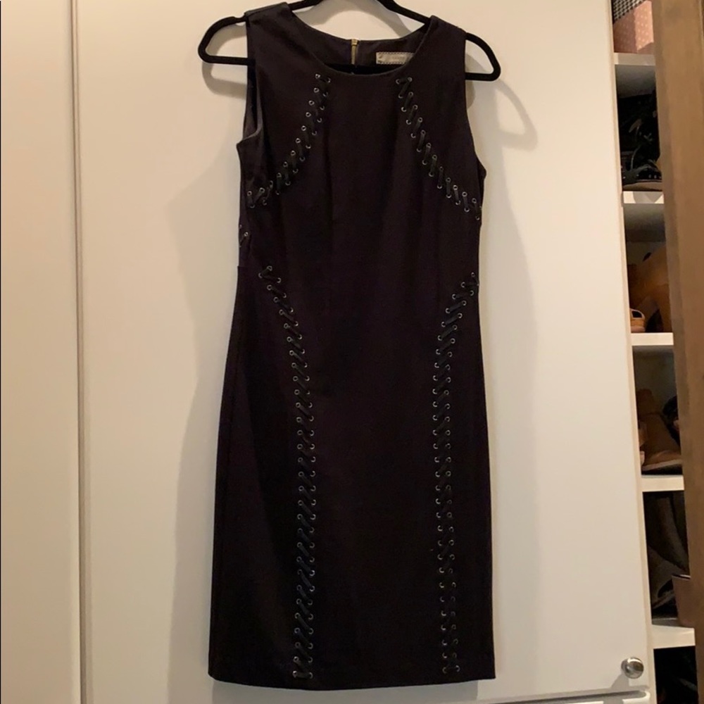 Black dress with leather detail